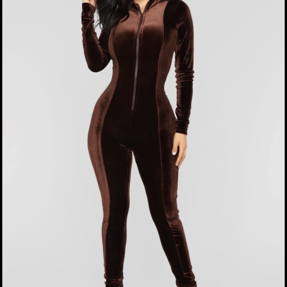 Brown Velvet Jumpsuit